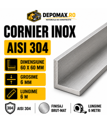 Cornier inox AISI 304, 60 x 60 x 6 mm, 6 metri